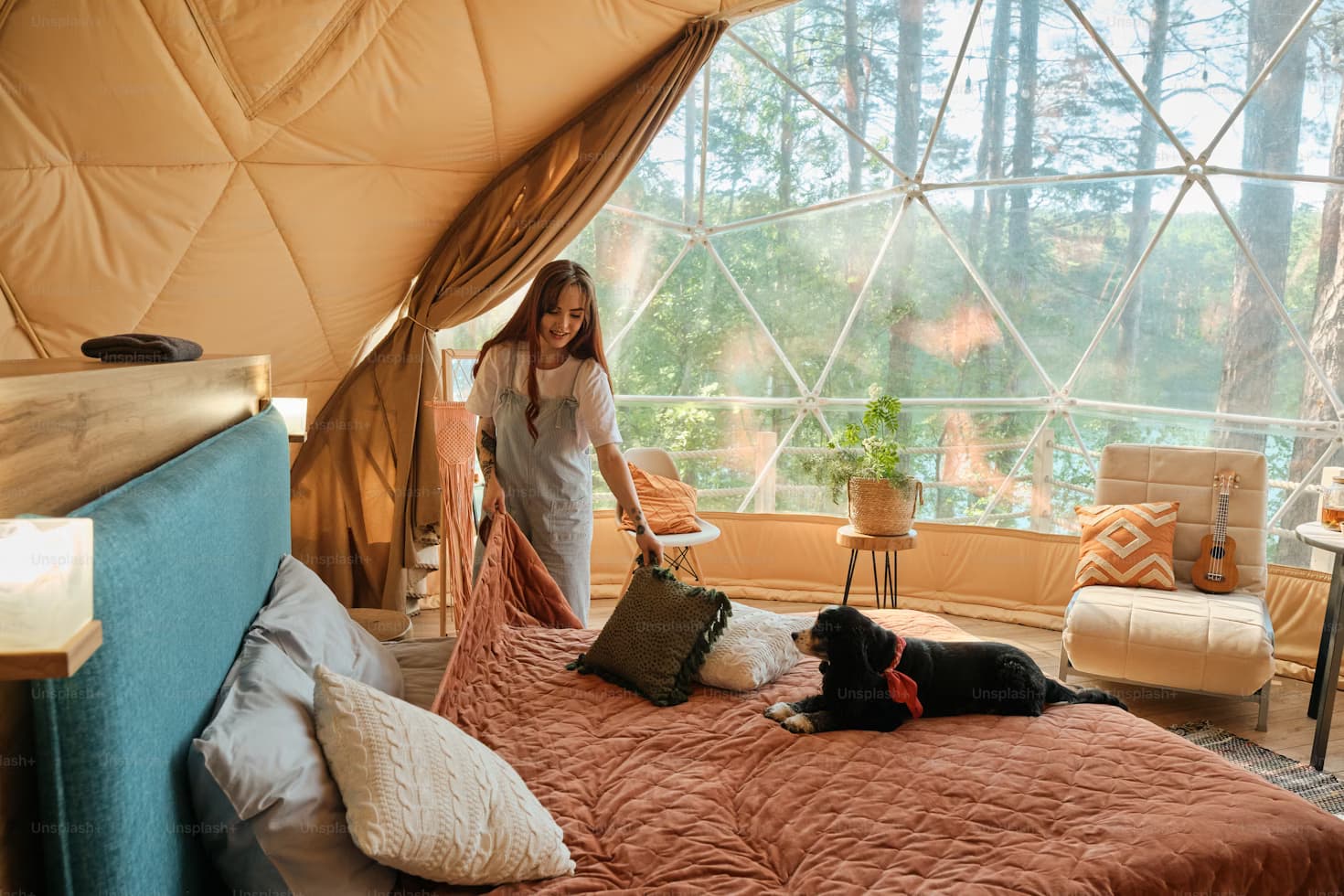 Luxurious glamping tent